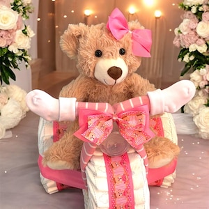 Diaper Tricycle Baby Shower Gift, Baby Shower Centerpiece, Diaper Cake for Boy or Girl, Personalized New Baby Gift Bild 20
