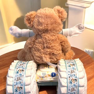 Diaper Tricycle Baby Shower Gift, Baby Shower Centerpiece, Diaper Cake for Boy or Girl, Personalized New Baby Gift Bild 14