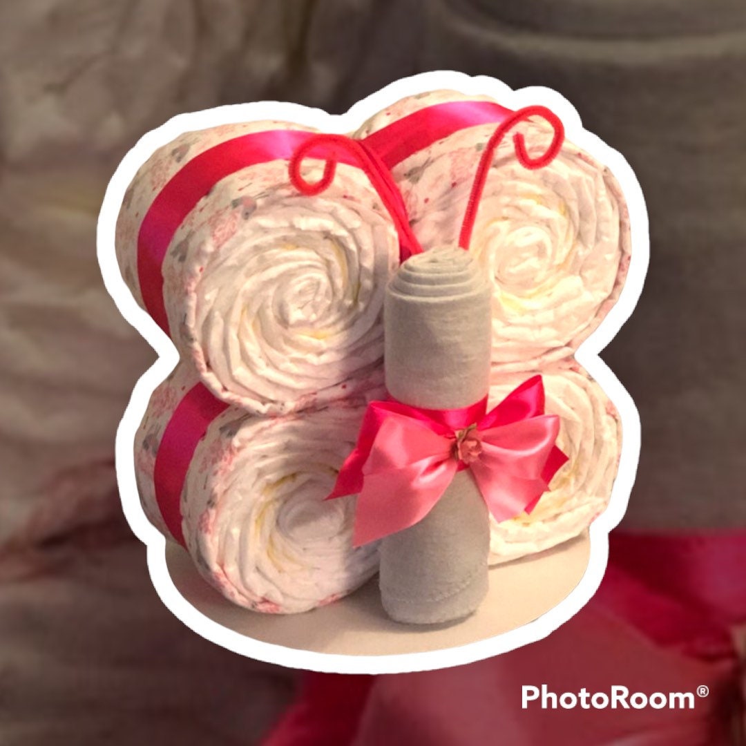 Butterfly Baby Shower Gift Diaper Cake for Girl Centerpiece for Baby Shower Decor for Baby