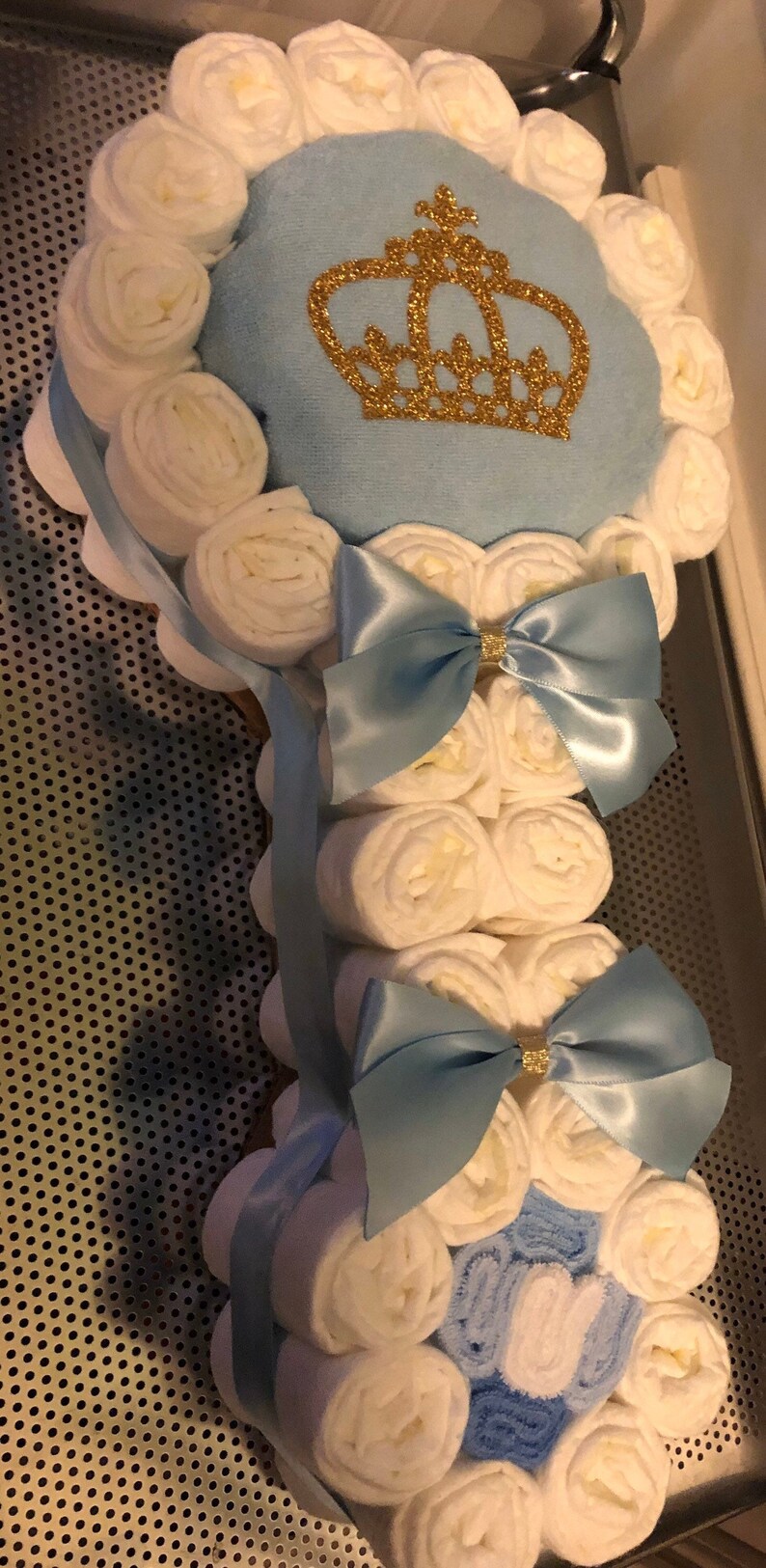 Diaper Rattlediaper Cake Baby Shower Gift Etsy