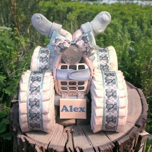 Diaper 4 Wheeler, Girl&#39;s Diaper Cake, Boy&#39;s Diaper Cake, Custom Diaper Cake, Baby Shower Gift