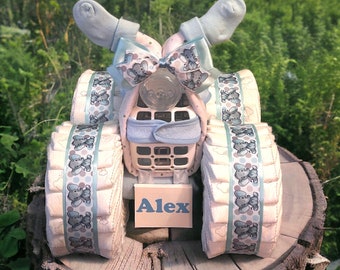 Diaper ATV Cake: Baby Shower Centerpiece Gift, 80 Pampers