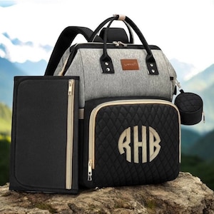 Monogrammed Diaper Backpack: Personalized Embroidered Baby Bag