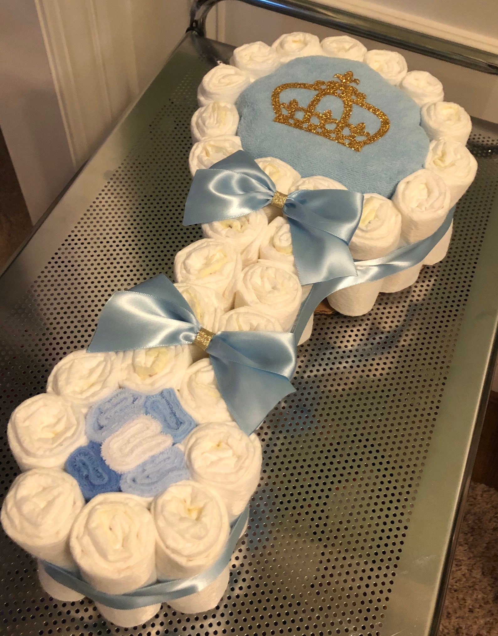 Diaper Rattlediaper Cake Baby Shower Gift Etsy