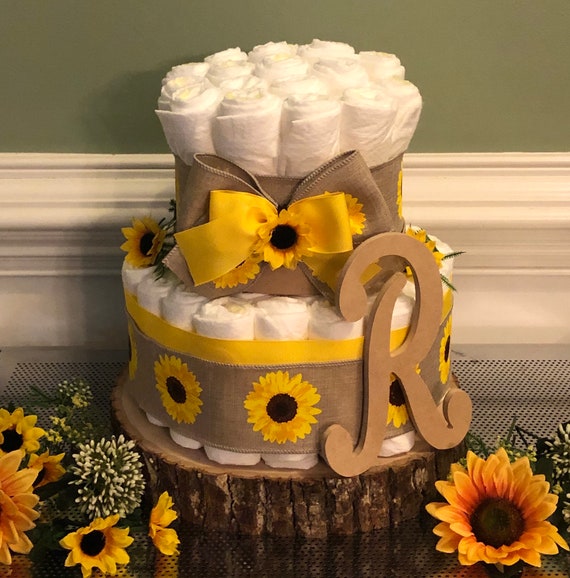 sunflower diaper cake