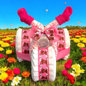 Diaper Tricycle Baby Shower Gift, Baby Shower Centerpiece, Diaper Cake for Boy or Girl, Personalized New Baby Gift Bild 10