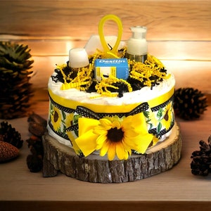 Sunflower Diaper Cake Gift Set: Baby Shower Centerpiece