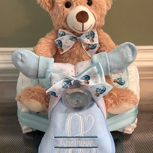 Diaper Tricycle Baby Shower Gift, Baby Shower Centerpiece, Diaper Cake for Boy or Girl, Personalized New Baby Gift Bild 16