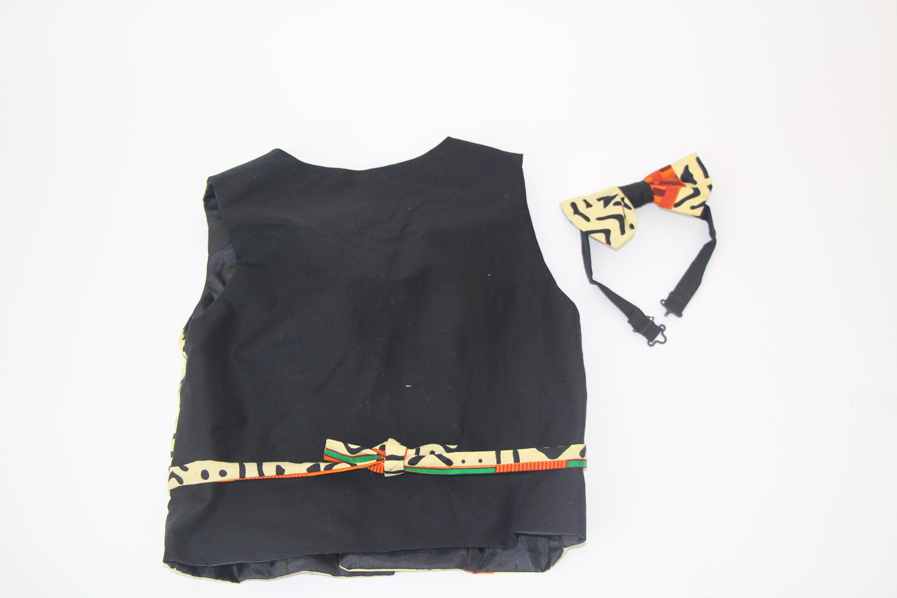 Yellow Hieroglyphic African Print Vest & Bow Tie Set Etsy