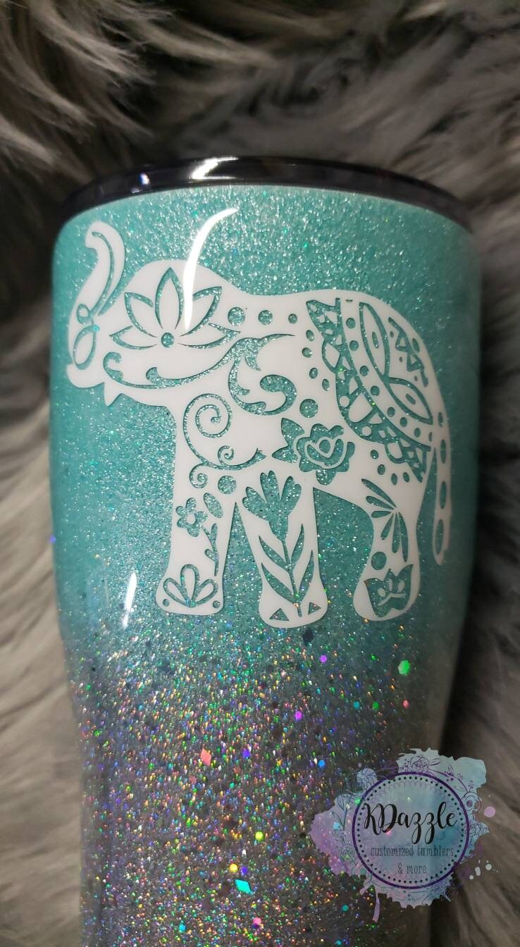 Mandala Elephant tumbler Ombre personalized tumbler | Etsy