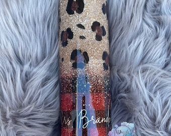 Cheetah Leopard Buffalo Plaid Tumbler: Personalized Glitter Epoxy Stainless Steel