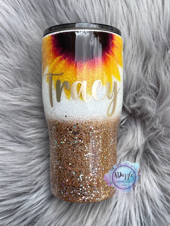 Sunshine glitter Cup Insulated Glitter Tumbler, 30 Ounce skinny