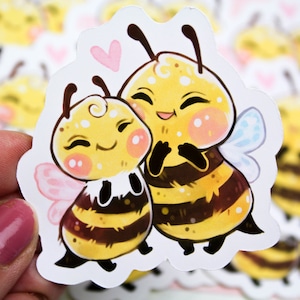 Bumblebee couple - "Beelinda & Honey" - PAPER or VINYL Sticker