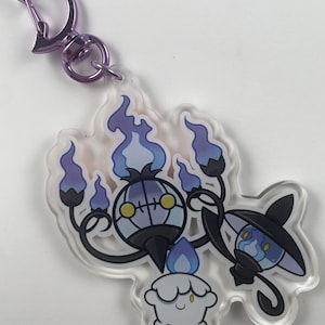 Litwick Lampent Chandelure Evolution Pokemon Keychain Charm