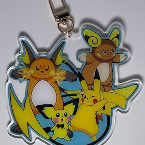Pichu Pikachu Raichu Alolan Raichu Evolution Keychain Charm