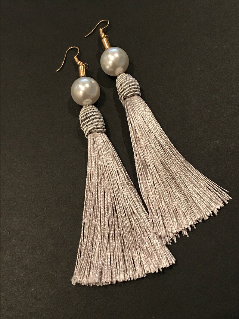 Grey tassel earrings Clearance