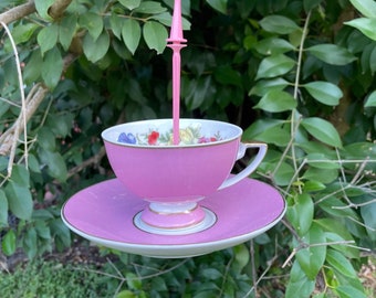 Vintage teacup bird feeder