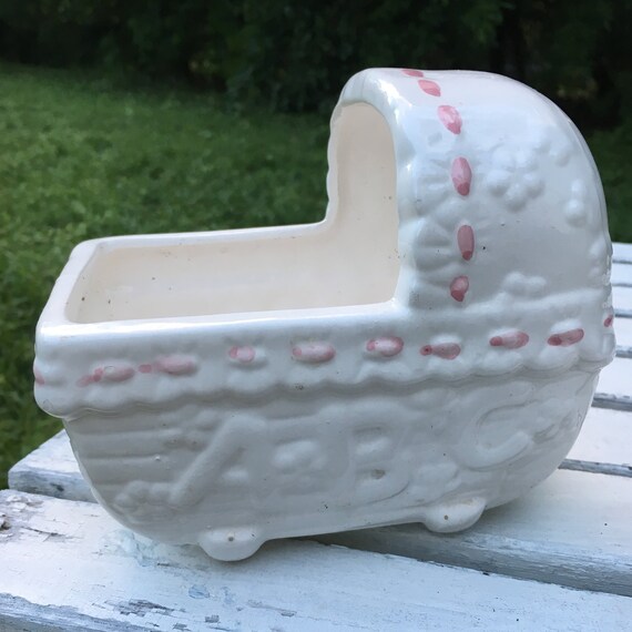 Ceramic Baby Crib Planter Etsy