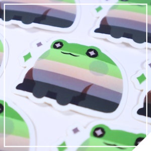 Aromantic Pride Frog // 2in Glossy Vinyl Sticker