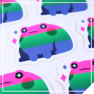 Adesivo in vinile lucido &quot;Polysexual Pride Frog&quot; // 2 in