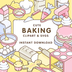 Bakken van clipart, digitale tekening, bakkerij, poster, cute, Instant Download, bundel