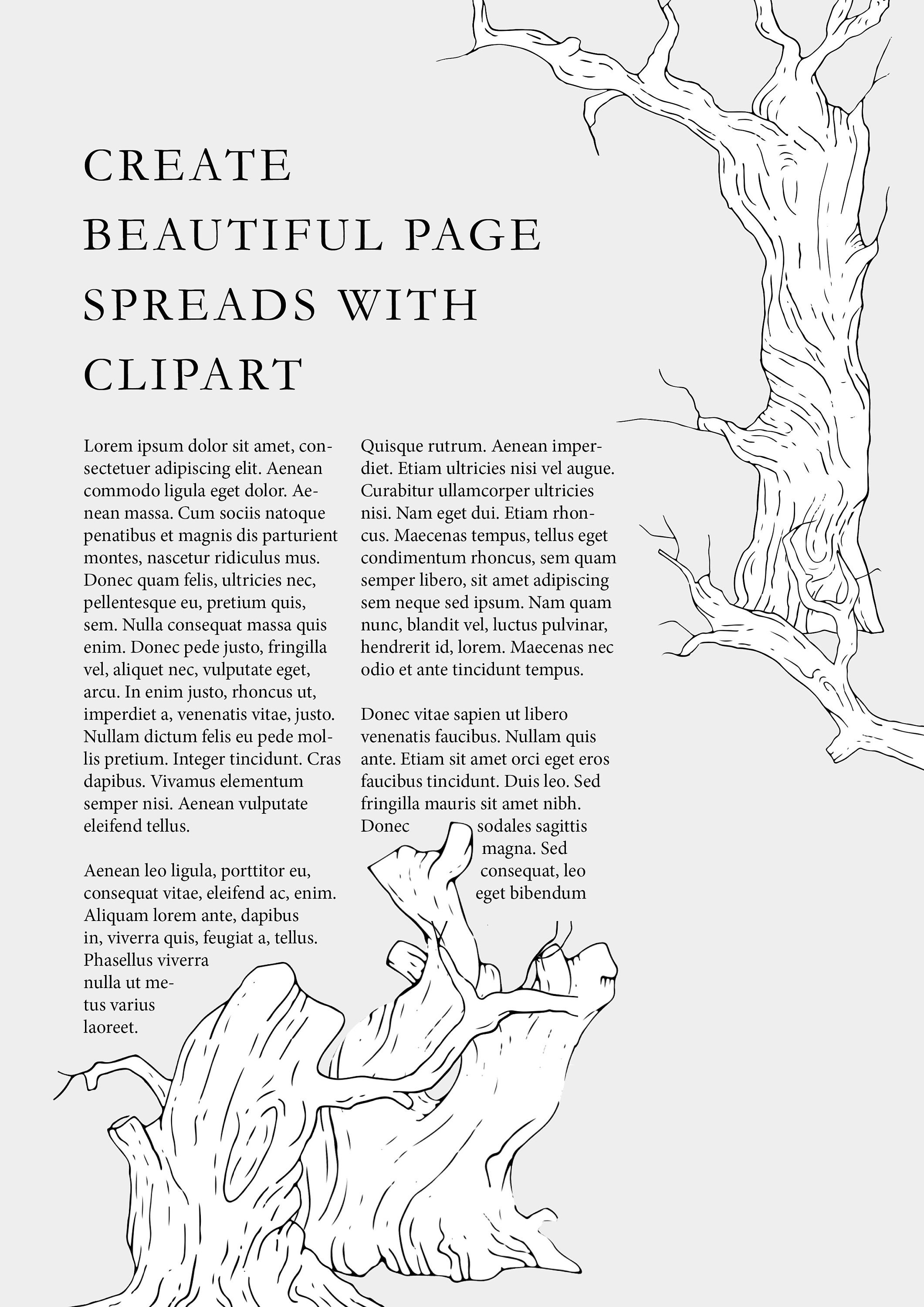Tree Clipart, Hand Drawn, Rustic, Driftwood, Instant Download, Bundle ...