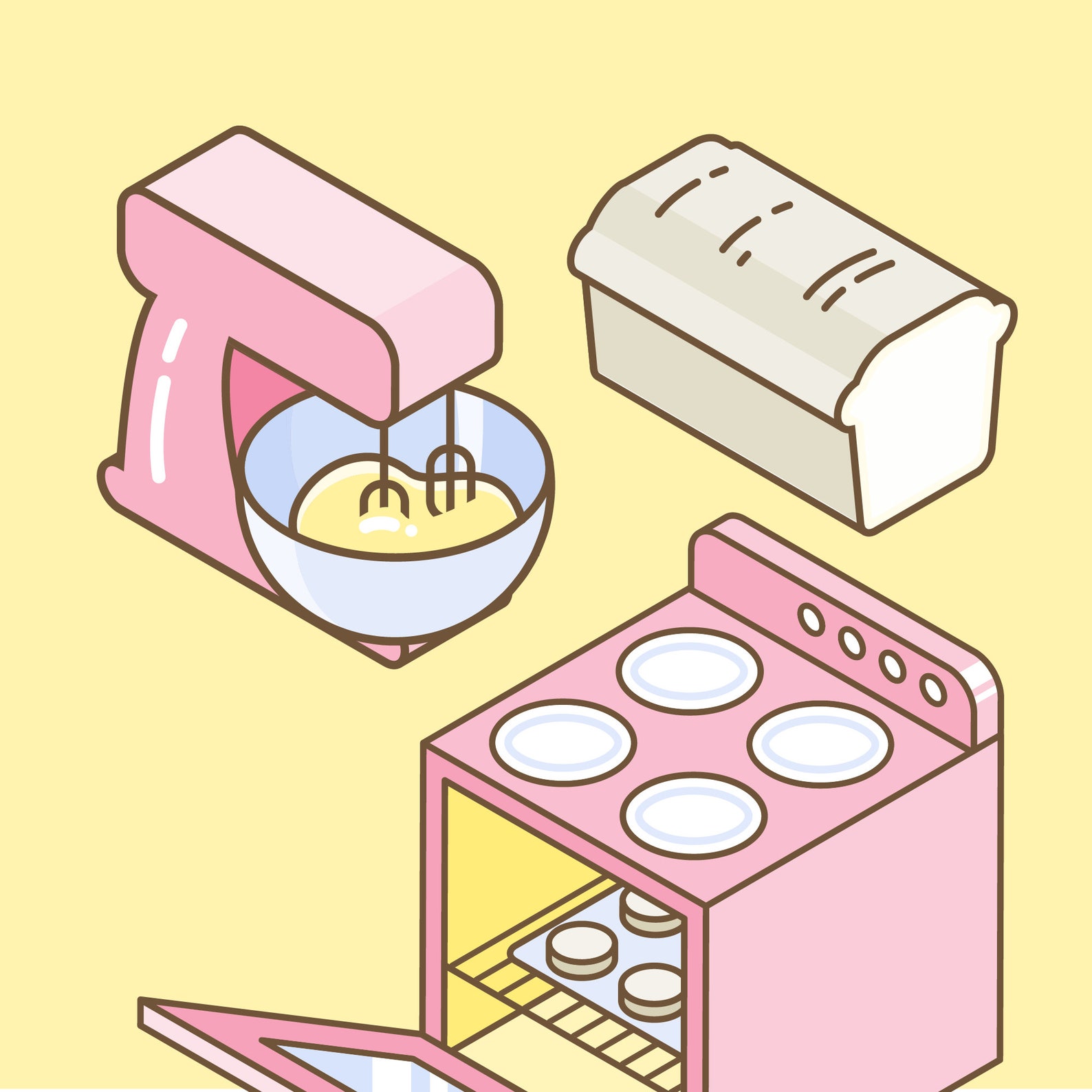 Baking Clipart, Digital Drawing, Bakery, Poster, Cute, Instant Download
