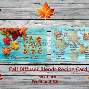 Mezclas de difusores de otoño Tarjeta de receta IMPRIMIBLE, 5x7, Young Living