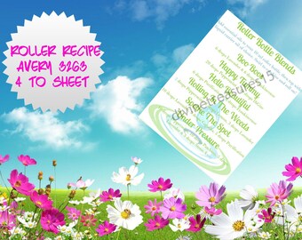 Printable Roller Recipes, Essential Oil Cards, Essential Oil Roller Recipes, Roller Bottle Recipe, DIGITAL, INSTANT DOWNLOAD, Oil Recipe