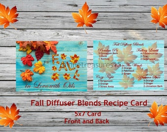 Fall Diffuser Blends PRINTABLE Recipe Card, 5x7, Young Living