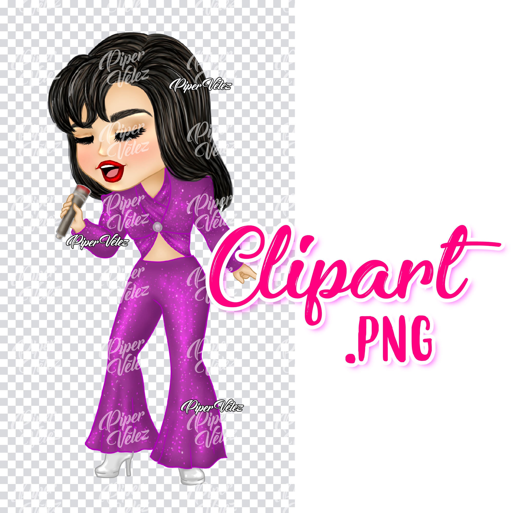 Selena Quintanilla Clipart PNG Traje Morado - Etsy México