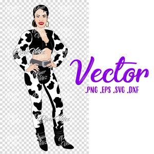 Selena Quintanilla Cow Print Outfit SVG Clipart
