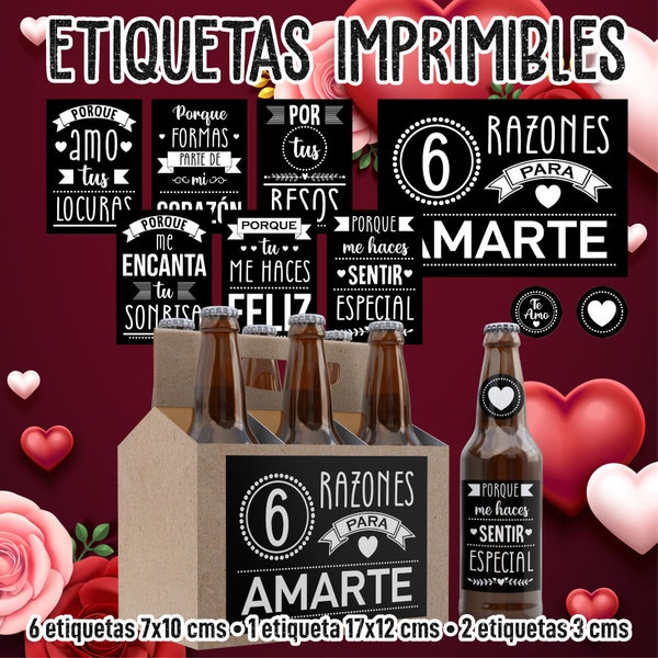 Etiquetas Seis razones para amarte - Etiquetas imprimibles six 6 razones para amarte