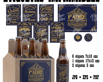 Printable labels for beer bottles - Father's Day - Six Father's Day - Label template for dad