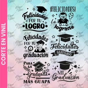 Vectores para graduación SVG Graduaciones Vectores para corte Graduaciones Cameo Graduados Grad Graduate imagen 3