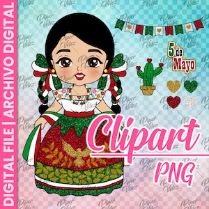 May 5 PNG - China Poblana Clipart - Mexican Doll - Mexican Doll - Puebla Clipart - May 5th Clipart - Mexico