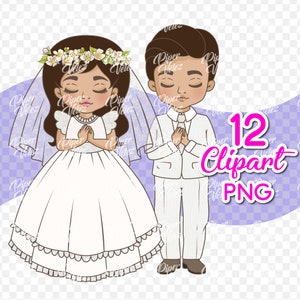 Primeira Comunhão Clipart PNG Menina e menino - Clipart de menina e menino da Sagrada Comunhão - sem fundo - Primeira comunhão das crianças