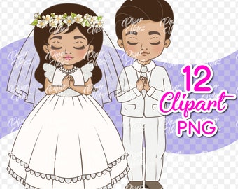 First Communion Clipart PNG Girl and Boy - Holy Communion girl and boy clip art - no background - Children's First Communion