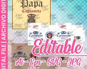 Printable label and box for bottles and peanuts for Father's Day - Caguamitas - SVG EPS JPG digital file