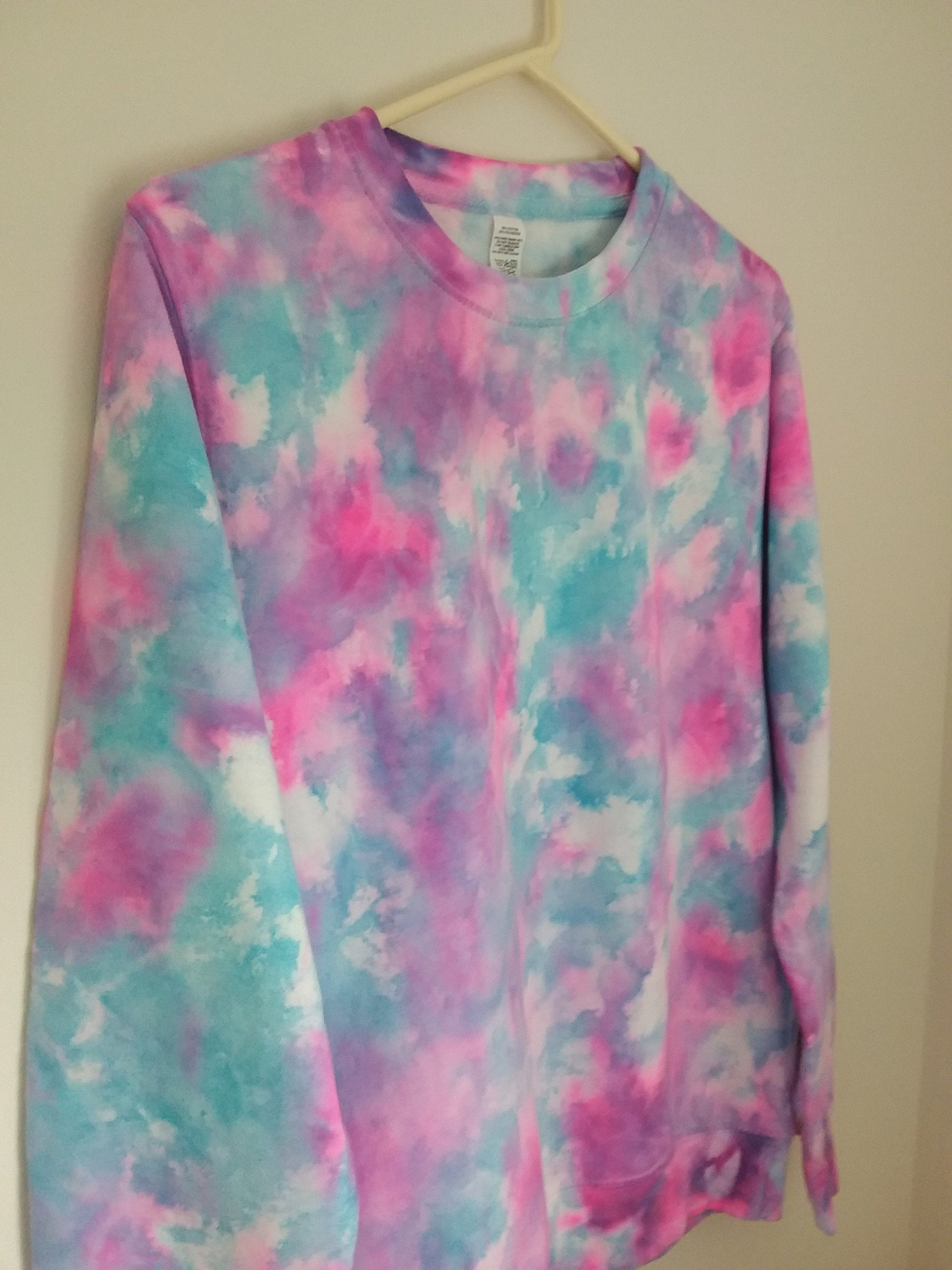 Tie dye sweatshirts Hand dyed sweatshirt aqua blue and neon Etsy