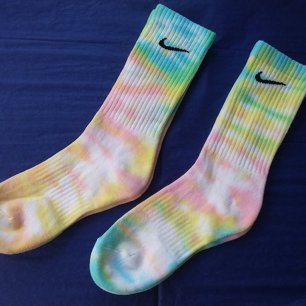 Rainbow socks Nike tie dye, pastel or bright tie dye, hand dyed, unisex socks, fun socks,great gift idea, Free post UK, sizes  2- 14 UK