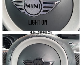 MINI Cooper Steering Wheel Gel Badge Logo Overlay - Black Reflective - Suitable for ALL mini
