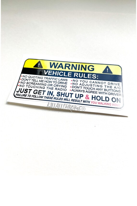 Vintage Car Warning Sticker (English) Sticker for Sale by