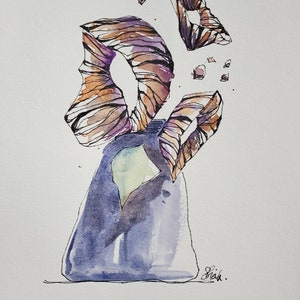 Arte originale di Sheila Romard - Fiori di novembre - serie di acquerelli unica e bellissima per il mese di novembre***6x8 pronta per essere incorniciata***