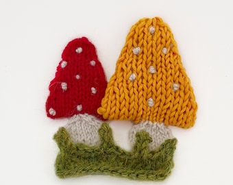 MUSHROOM knitted PATTERNS, Mushroom APPLIQUE knit pattern, mushrooms applique knitting pattern