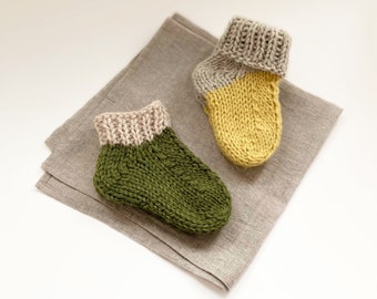 Knit Baby Socks Pattern: Seamless Toe-Up Design (PDF Pattern)