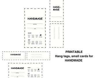 Druckbare Etiketten für handgefertigte Artikel, Pflegehinweise und Anhänger, Basteletiketten für Geschenke, PDF-Download