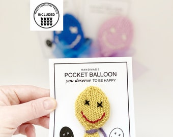 PRINTABLE Pocket BALLOON Tags, Handmade Knitting Balloon Pattern PDF,  Pocket Hug Cards, Cute Printable Hang Tags