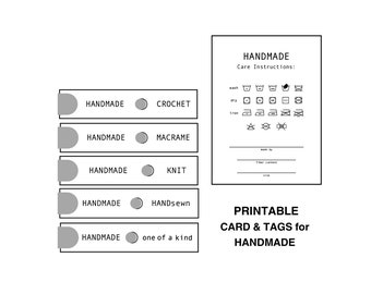 Printable Care Instructions Cards: Handmade Item Tags (PDF)