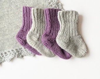Baby Socks Knitting Pattern: Easy Knit, 4 Sizes (PDF Download)